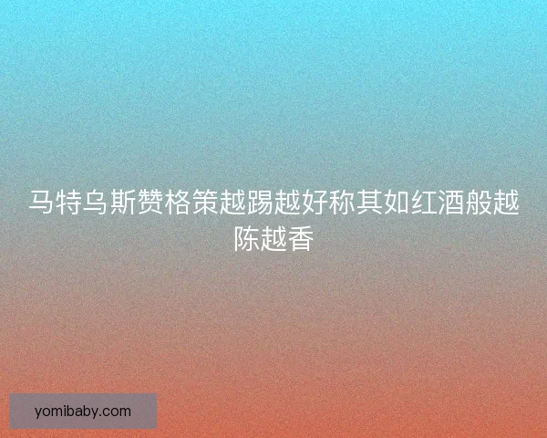 马特乌斯赞格策越踢越好称其如红酒般越陈越香